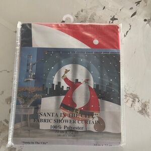 Festive Santa Fabric Shower Curtain - Red, White, and Black